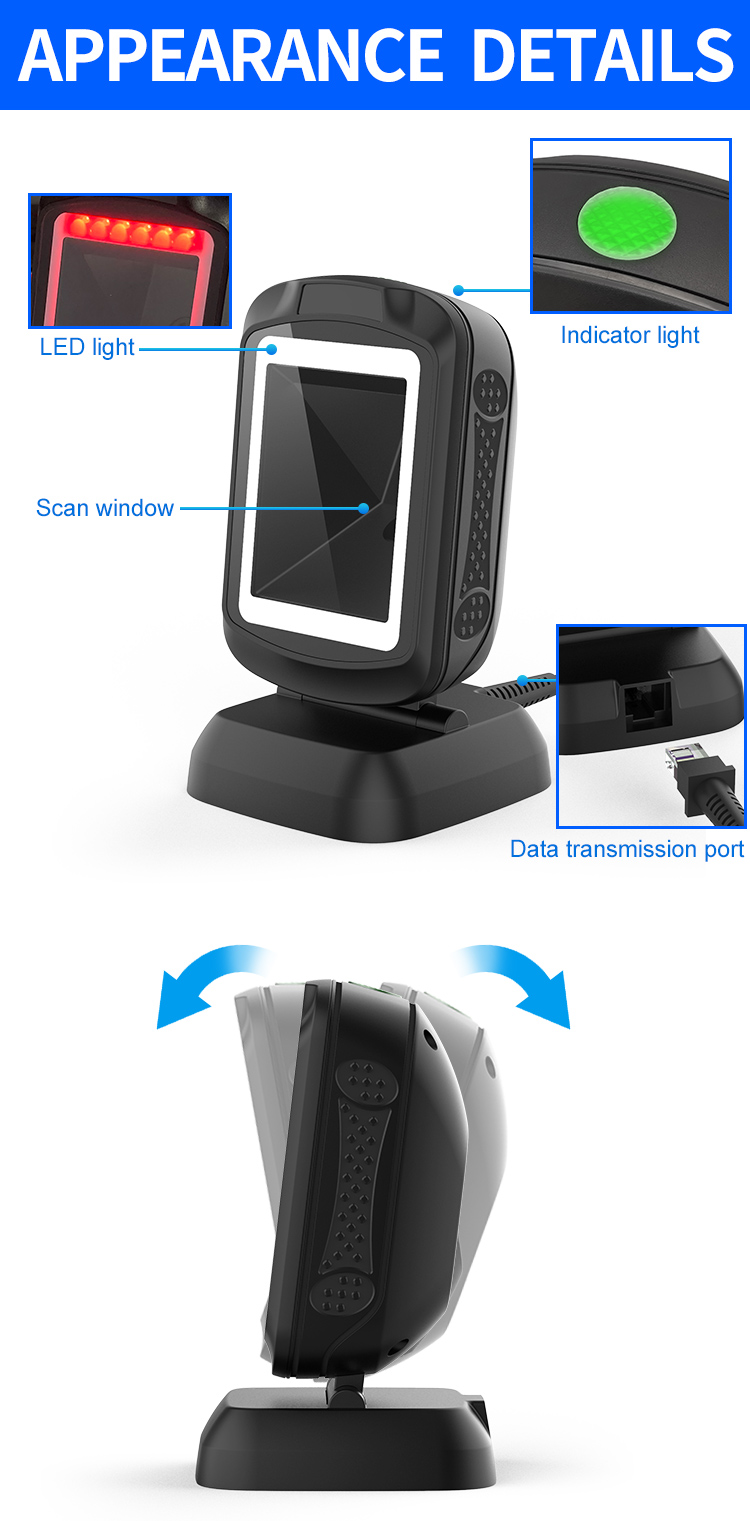 Auto Scanning Desktop Handheld USB Qr Code 1d 2D Barcode Scanner