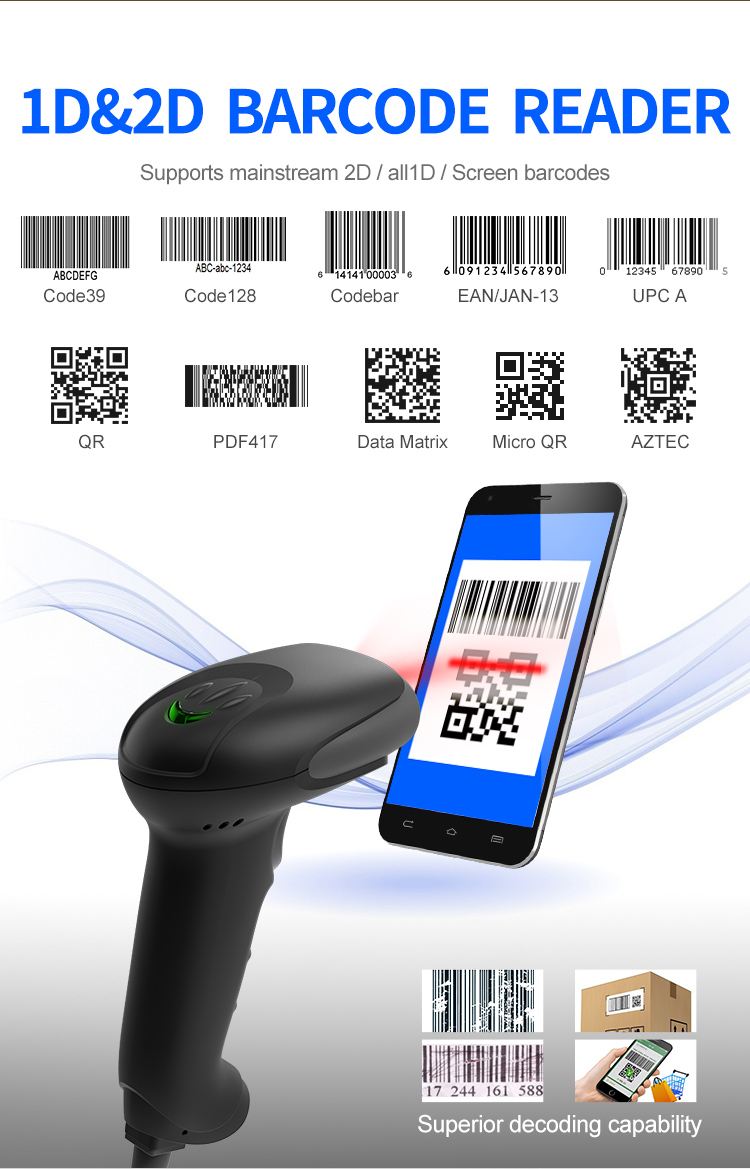 Wired 2D Handheld Barcode Scanner with Cheaper Price