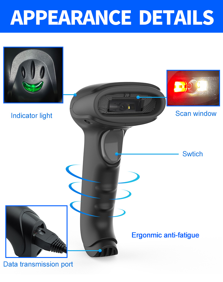 Wired 2D Handheld Barcode Scanner with Cheaper Price