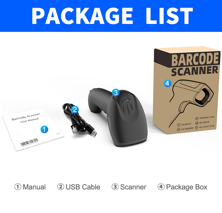 Wired 2D Handheld Barcode Scanner with Cheaper Price